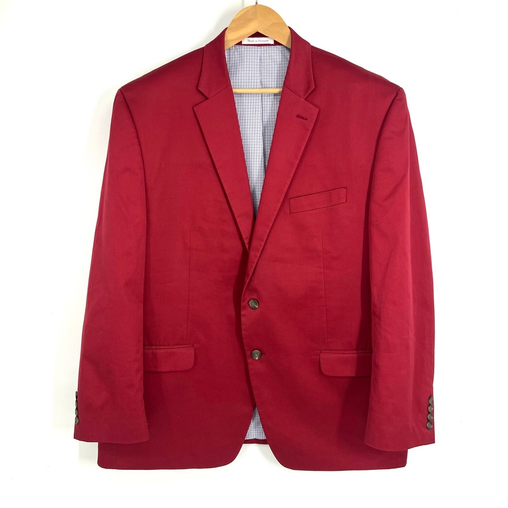 Chaps Mens 48R Red Cotton Two Button Blazer Sport Coat Jacket